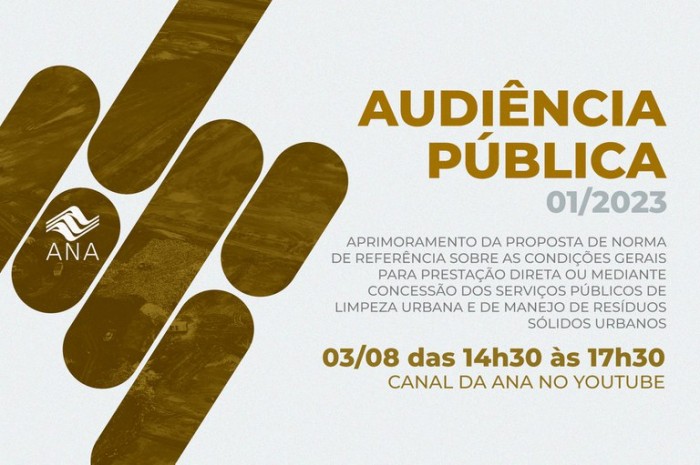 Audiência pública da ANA sobre norma de referência para serviços públicos de limpeza e manejo de resíduos sólidos recebe perguntas até 1º de agosto